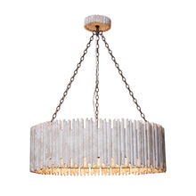 Cargar imagen en el visor de la galería, Chouinard 3-Light Natural Wooden Drum Chandelier
