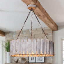 Cargar imagen en el visor de la galería, Chouinard 3-Light Natural Wooden Drum Chandelier
