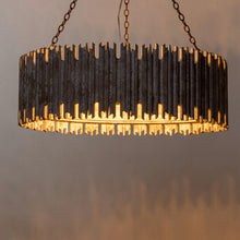 Cargar imagen en el visor de la galería, Chouinard 3-Light Natural Wooden Drum Chandelier
