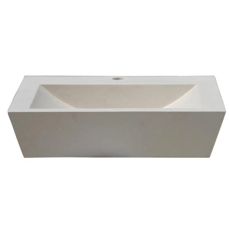 Classic White Limestone Rectangular Above Vanity Bathroom Sink Honed (W)16