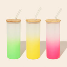 Cargar imagen en el visor de la galería, Colored Tall Glass Cup with Glass Straw
