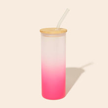 Cargar imagen en el visor de la galería, Colored Tall Glass Cup with Glass Straw
