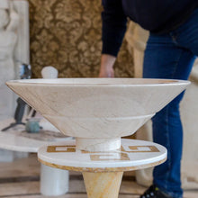 Load image into Gallery viewer, Crema Marfil Marble Natural Stone V-Shape Tapered Above Vanity Bathroom Sink High-Gloss Polished
