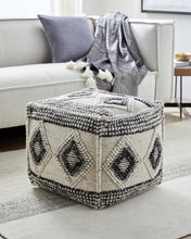 Load image into Gallery viewer, Cowanesque Beige Diamond-Patterned Square Pouf
