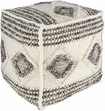 Load image into Gallery viewer, Cowanesque Beige Diamond-Patterned Square Pouf
