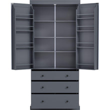 Load image into Gallery viewer, [Assembly Video Provided]77inch Farmhouse Kitchen Pantry, Freestanding Tall Cupboard Storage Cabinet with 3 Adjustable Shelves, 8 Door Shelves, 3 Drawers for Kitchen, Dining Room, Gray
