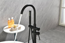 Cargar imagen en el visor de la galería, Mount Bathtub Faucet Freestanding Tub Filler Matte Black Standing High Flow Shower Faucets with Handheld Shower Mixer Taps Swivel Spout
