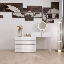 Load image into Gallery viewer, Extended Desktop 10 Drawers Chest of Drawer without Handle White Color Vanity
