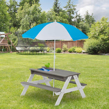 Carregar imagem no visualizador da galeria, 3-in-1 Kids Outdoor Wooden Picnic Table With Umbrella, Convertible Sand &amp; Wate, Gray ASTM &amp; CPSIA CERTIFICATION
