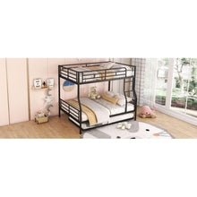 Load image into Gallery viewer, Full XL Over Queen Metal Bunk Bed with Trundle, Black
