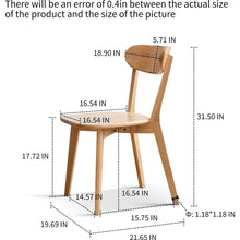 Carregar imagem no visualizador da galeria, Dining chair wooden FAS grade oak natural wood made in North America 100% dirt-free wood chair solid chair table chair wooden living room chair simple and natural 46.5 x 54 x 80cm
