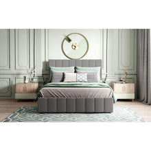 Carregar imagem no visualizador da galeria, Full size Upholstered Platform bed with a Hydraulic Storage System - Gray
