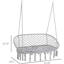 Load image into Gallery viewer, 2-Person Hammock Chair Macrame Swing with Soft Cushion, Hanging Cotton Rope Chair for Indoor Outdoor Home Patio Backyard, Grey
