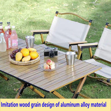 Cargar imagen en el visor de la galería, Portable picnic table, rollable aluminum alloy table top with folding solid X-shaped frame
