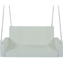 Cargar imagen en el visor de la galería, 2-Person Wicker Hanging Porch Swing with Chains, Cushion, Pillow, Rattan Swing Bench for Garden, Backyard, Pond. (White Wicker, Gray Cushion)
