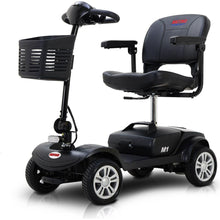 Load image into Gallery viewer, Four wheels Compact Travel Mobility Scooter with 300W Motor for Adult-300lbs, Gloss Black
