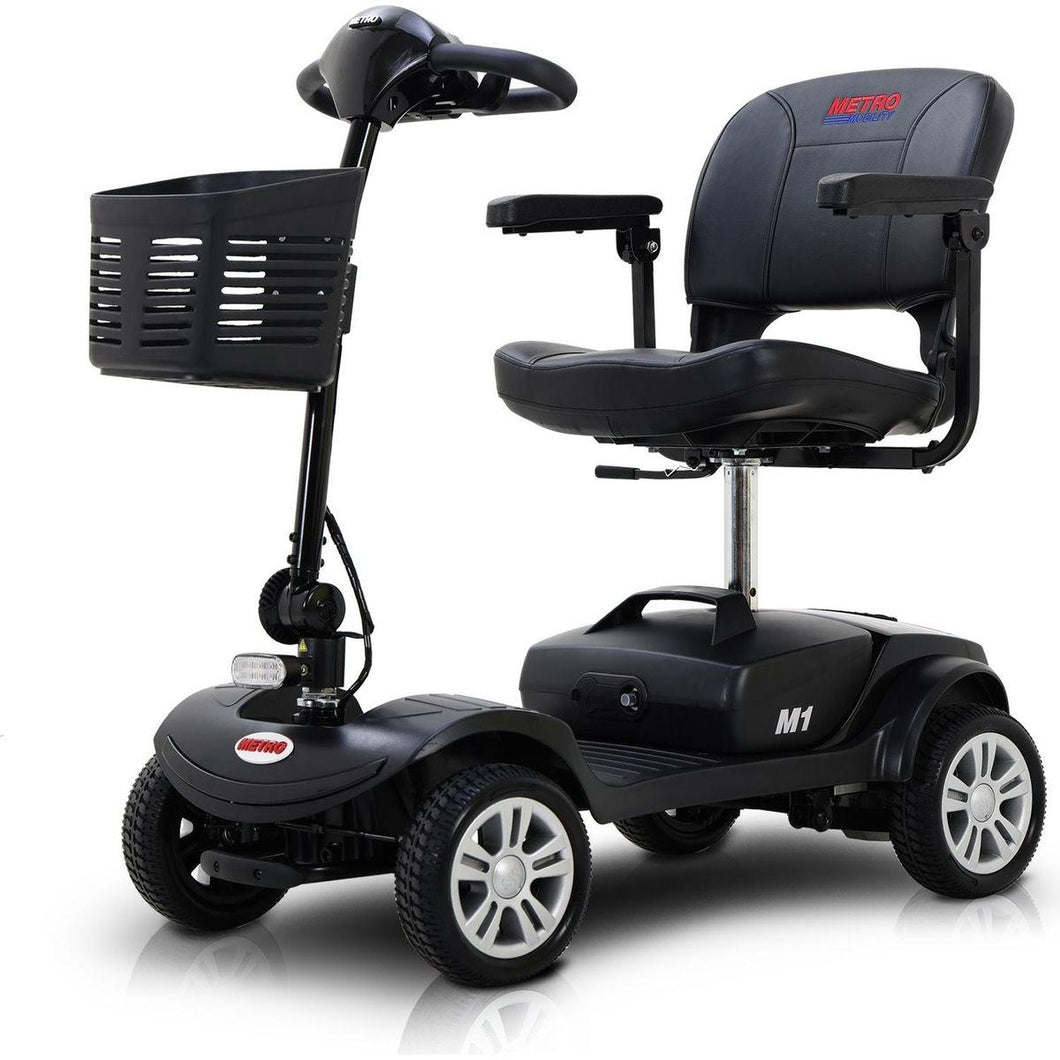 Four wheels Compact Travel Mobility Scooter with 300W Motor for Adult-300lbs, Gloss Black