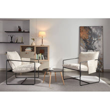 Load image into Gallery viewer, 2 Sets 1 Case, Upholstered hanging armchair with arm pocket metal frame, crushed foam cushions and skin-friendly braid for living room and bedroom. Beige color
