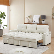 Carregar imagem no visualizador da galeria, 78.75&quot; Reclining Sofa, Pull-Out Sofa Bed with USB and tape-c charging ports, L-Shaped Sectional Sofa with Reclining Storage and Arm Side Organizer Pocket Features, Living Room Comfort Sofa
