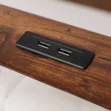 Carregar imagem no visualizador da galeria, Full size Upholstered Platform bed with a Hydraulic Storage System, LED and USB Charging, Natural (without mattress)
