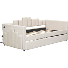 Load image into Gallery viewer, Twin Size Upholstered Daybed with Light and USB Port, Beige
