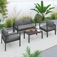 Carregar imagem no visualizador da galeria, Aluminum Modern 4 Piece Sofa Seating Group For Patio Garden Outdoor

