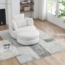 Load image into Gallery viewer, 39&quot; W Oversized Swivel Chair with moon storage ottoman for Living Room, Modern Accent Round Loveseat Circle Swivel Barrel Chairs for Bedroom Cuddle Sofa Chair Lounger Armchair, 4 Pillows, Teddy Fabric
