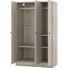 Carregar imagem no visualizador da galeria, 3-Door Shutter Wardrobe with shelves, Gray
