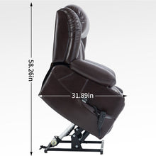 Load image into Gallery viewer, Dual Motor Infinite Position Up to 350 LBS Leatheraire Power Lift Recliner Chair, Heavy Duty Motion Mechanism with 8-Point Vibration Massage and Lumbar Heating, Stainless steel Cup Holders, Brown

