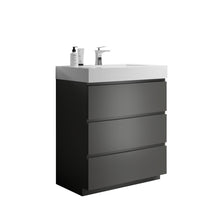 Cargar imagen en el visor de la galería, Alice 30&quot; Gray Bathroom Vanity with Sink, Large Storage Freestanding Bathroom Vanity for Modern Bathroom, One-Piece White Sink Basin without Drain and Faucet
