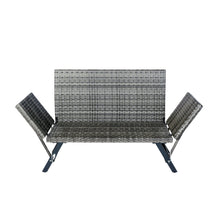 Load image into Gallery viewer, 1 PCS Patio Wicker Side Foldable Bench Patio Backyard Conversation Bench Grey Wicker + Dark Grey Cushion
