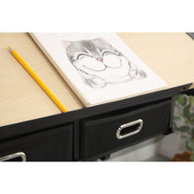 Cargar imagen en el visor de la galería, adjustable drawing drafting table desk with 2 drawers for home office and school with stool(wood)

