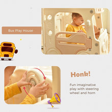 Load image into Gallery viewer, Kids Swing-N-Slide with Bus Play Structure, Freestanding Bus Toy with Slide&amp;Swing for Toddlers, Bus Slide Set with Basketball Hoop

