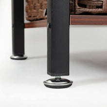 Load image into Gallery viewer, Metal coffee table,desk,with a lifting table,and hidden storage space.There were two removable wicker baskets that could be placed in any space such as the living room,color:brownwith solid wood grain
