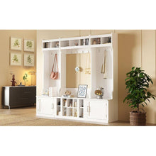 Load image into Gallery viewer, Wide Design Hall Tree with Storage and Bench, 4-IN-1 Multi-functional Entryway Bench with Coat Rack and Shoe Cubbies, Practical Furniture for Hallway, White
