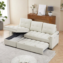 Carregar imagem no visualizador da galeria, 78.75&quot; Reclining Sofa, Pull-Out Sofa Bed with USB and tape-c charging ports, L-Shaped Sectional Sofa with Reclining Storage and Arm Side Organizer Pocket Features, Living Room Comfort Sofa
