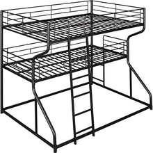 Carregar imagem no visualizador da galeria, Full XL over Twin XL over Queen Size Triple Bunk Bed with Long and Short Ladder,Black
