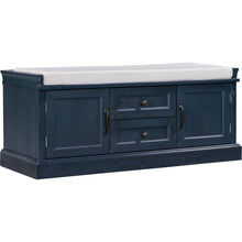 Load image into Gallery viewer, Storage Bench with 2 Drawers and 2 Cabinets, Shoe Bench with Removable Cushion for Living Room, Entryway (Antique Navy)
