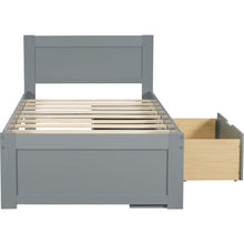 Load image into Gallery viewer, Twin Size Platform Bed With Drawer And Two Shelves, Gray
