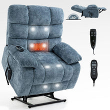 Load image into Gallery viewer, Lift Recliner Chair Heat Massage Dual Motor Infinite Position Up to 350 LBS Large Electric Power Lift Recliners with Power-Remote, Medium-firm and Heavy duty, Blue
