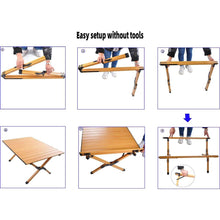 Cargar imagen en el visor de la galería, Portable picnic table, rollable aluminum alloy table top with folding solid X-shaped frame
