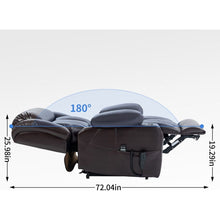 Load image into Gallery viewer, Dual Motor Infinite Position Up to 350 LBS Leatheraire Power Lift Recliner Chair, Heavy Duty Motion Mechanism with 8-Point Vibration Massage and Lumbar Heating, Stainless steel Cup Holders, Brown
