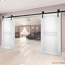 Load image into Gallery viewer, Mela 7444 White Silk Double Barn Door | Black Rail
