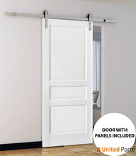 Load image into Gallery viewer, Lucia 31 White Silk 3 Panel Barn Door and Silver Finish Rail
