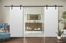 Load image into Gallery viewer, Planum 0770 Painted White Matte Double Barn Door and Black Rail
