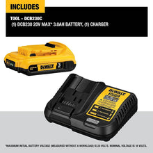 Carregar imagem no visualizador da galeria, DEWALT DCB203C 20V MAX* Battery Compact 2.0Ah Pack with Charger
