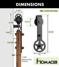 Cargar imagen en el visor de la galería, Non-Bypass Sliding Barn Door Hardware Kit - Star Design Roller
