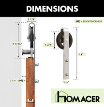 Load image into Gallery viewer, Non-Bypass Sliding Barn Door Hardware Kit - Spoke Wheel Design Roller - Silver Finish
