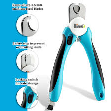 Dog Nail Clippers and Trimmer + Nail File - Safety Guard to Avoid Over-cutting Nails - Razor Sharp Blades - Professional Home Grooming Tool