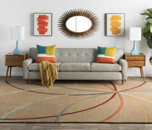 Load image into Gallery viewer, Davison Brown Geometric Modern Wool Rug
